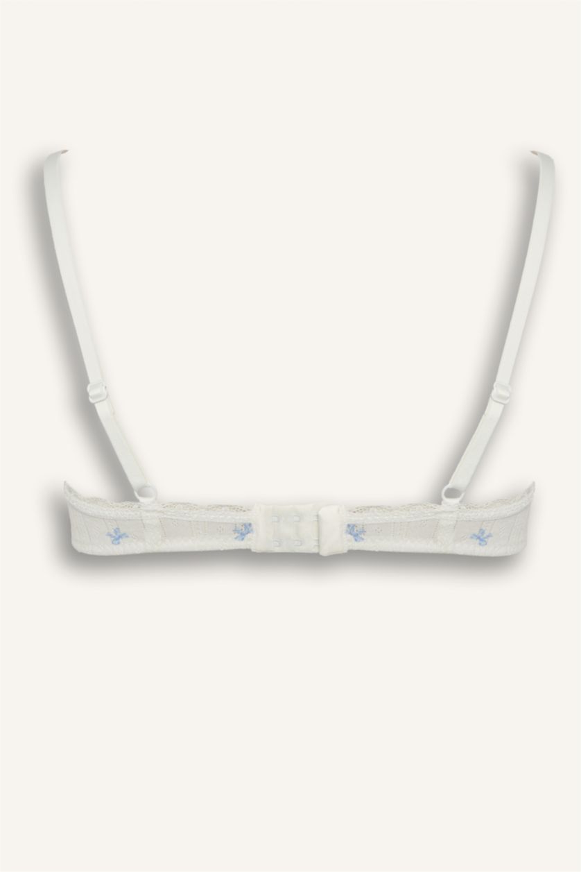 Kadın Açık Mavi Dantel Detaylı Ribana Çıkarılabilir Kap Çıkarılabilir Pedli Balensiz Bralet