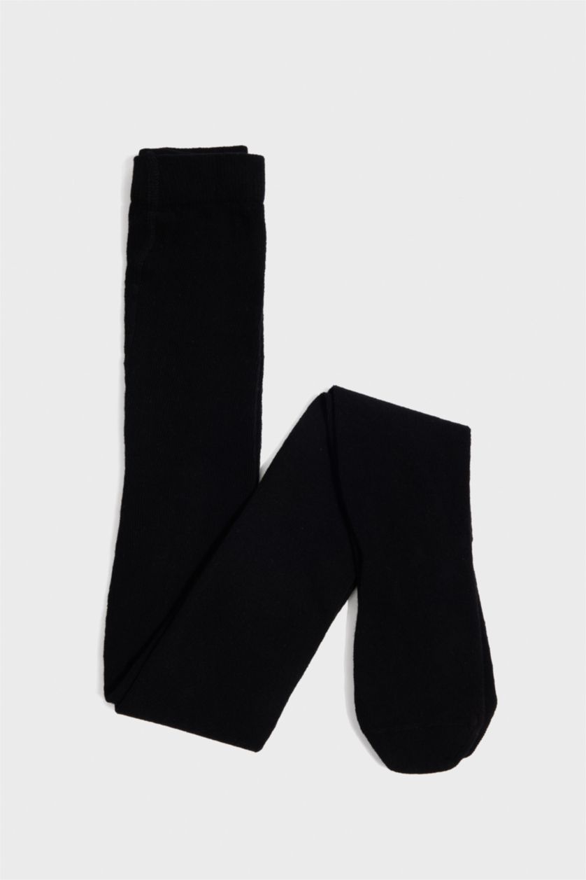 Kız Çocuk - Genç Kız Siyah Pamuklu Külotlu Çorap Kız Çocuk