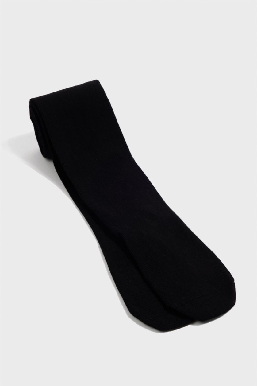 Kız Çocuk - Genç Kız Siyah Pamuklu Külotlu Çorap Kız Çocuk