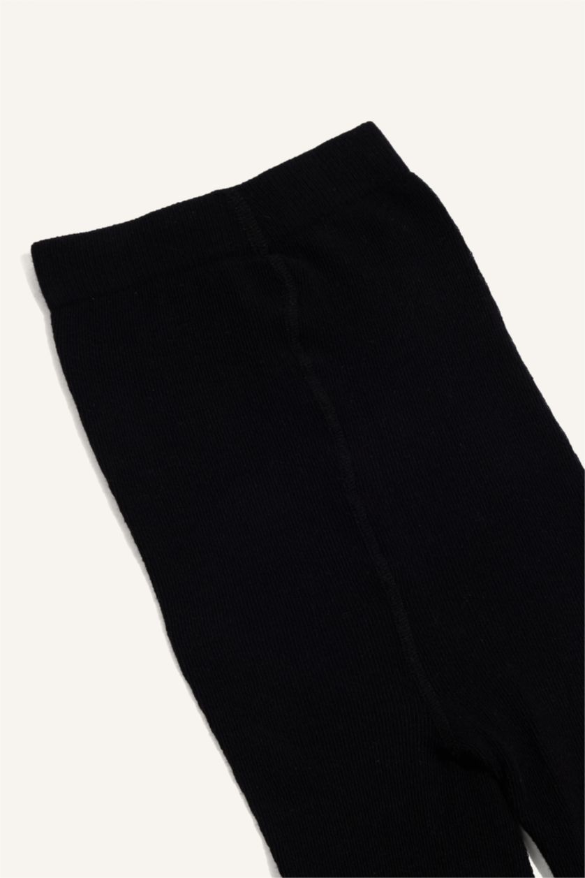 Kız Çocuk - Genç Kız Siyah Pamuklu Külotlu Çorap Kız Çocuk