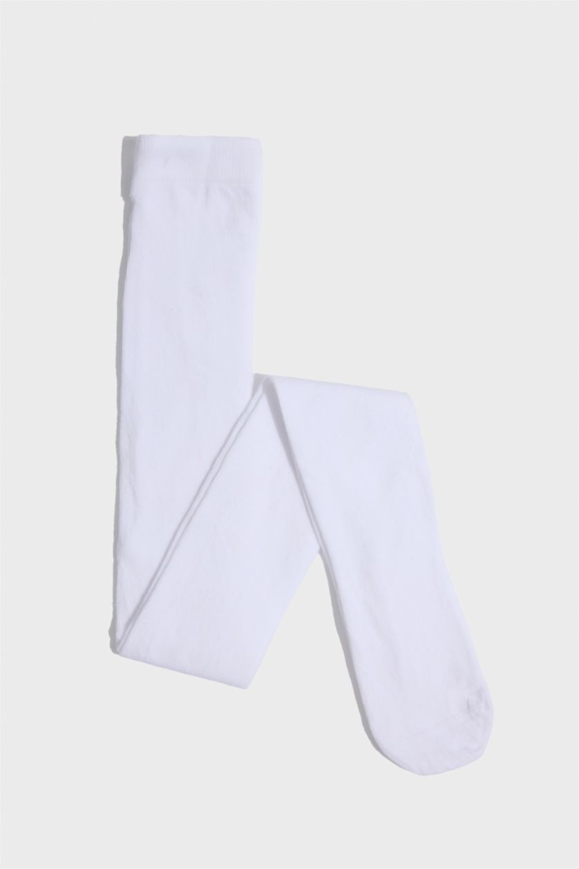 Kız Çocuk - Genç Kız Beyaz Pamuklu Külotlu Çorap Kız Çocuk