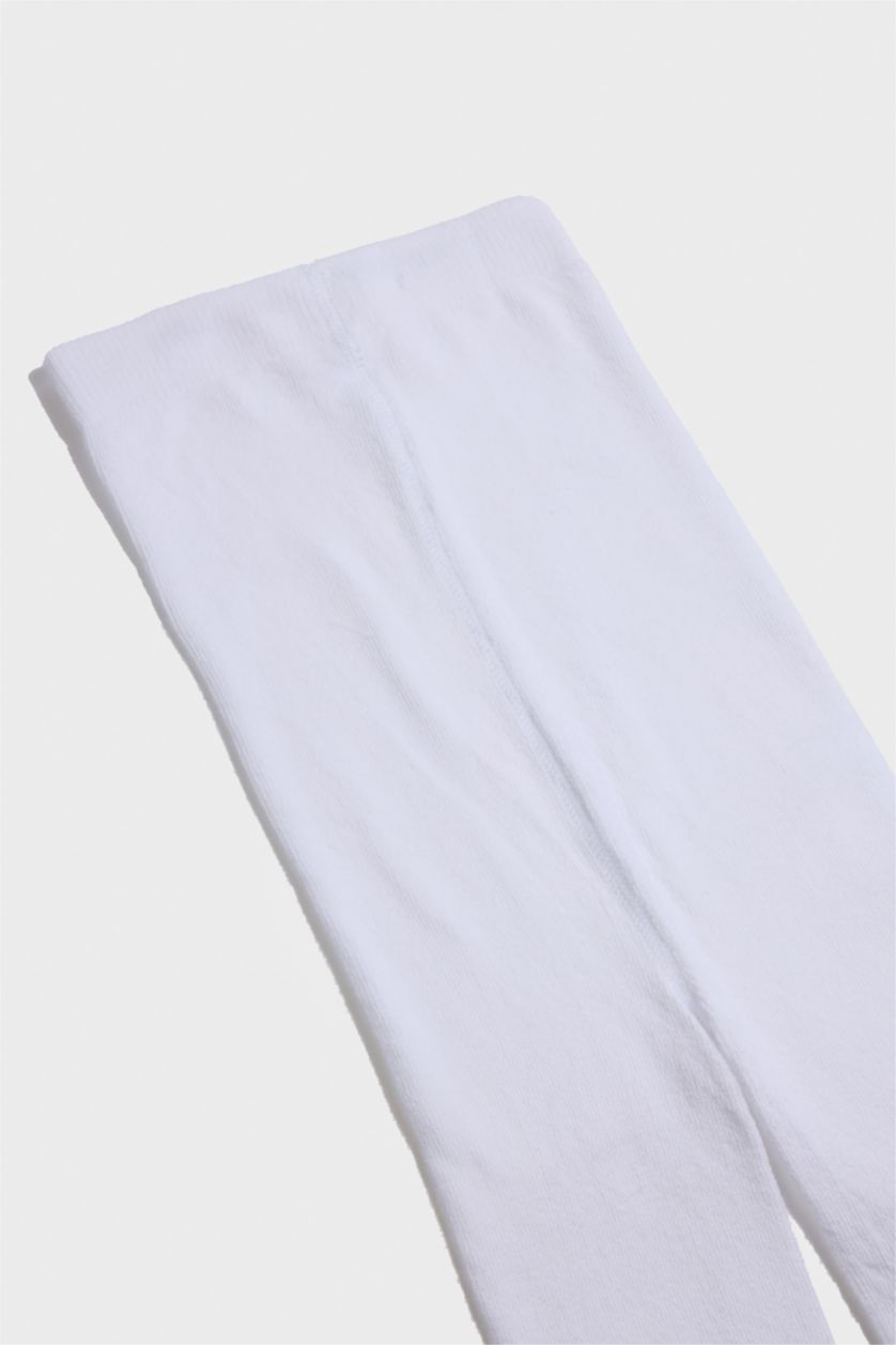 Kız Çocuk - Genç Kız Beyaz Pamuklu Külotlu Çorap Kız Çocuk