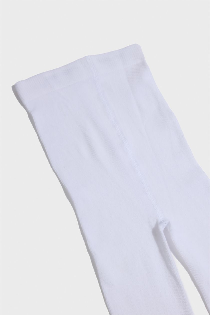 Kız Çocuk - Genç Kız Beyaz 2'li Pamuklu Külotlu Çorap Kız Çocuk