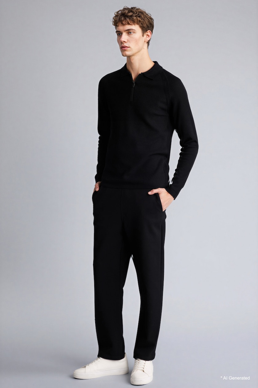 MAN Black Relax Fit Elastic Waist Sweatpants