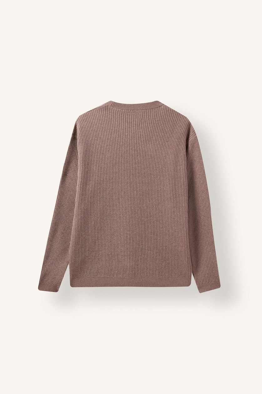 Erkek Taş Relaxed Fit Bisiklet Yaka Basic Kazak