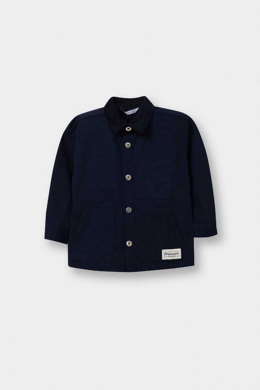 BABY BOY NAVY Boy Gabardine Long Sleeve Shirt