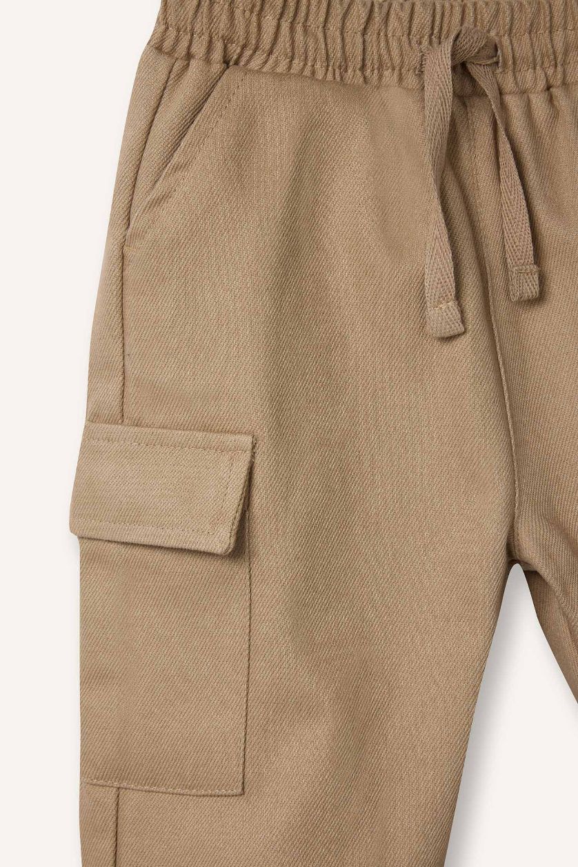 Erkek Bebek Vizon Kargo Fit Jogger Paça Gabardin Pantolon Erkek Bebek