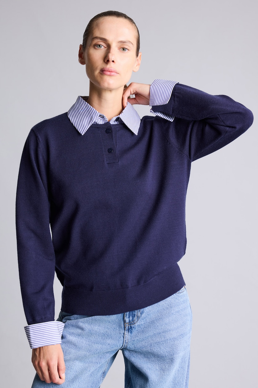 Women NAVY Relax Fit Knitwear Pullover
