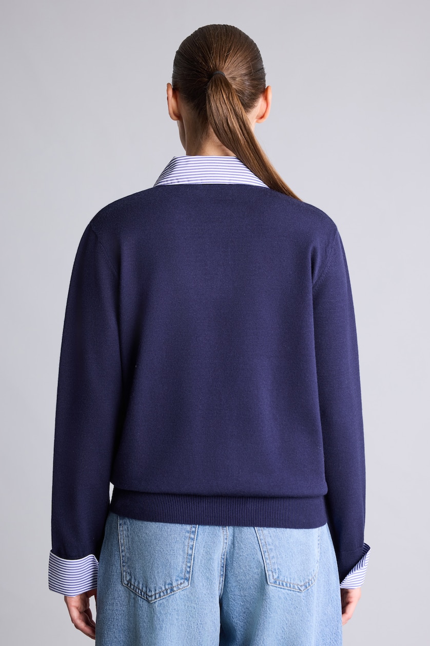 Women NAVY Relax Fit Knitwear Pullover