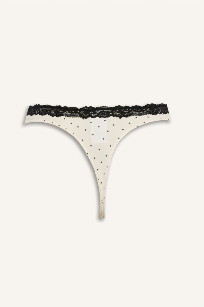 Kadın Ekru Dantel Detaylı Brazilian Külot