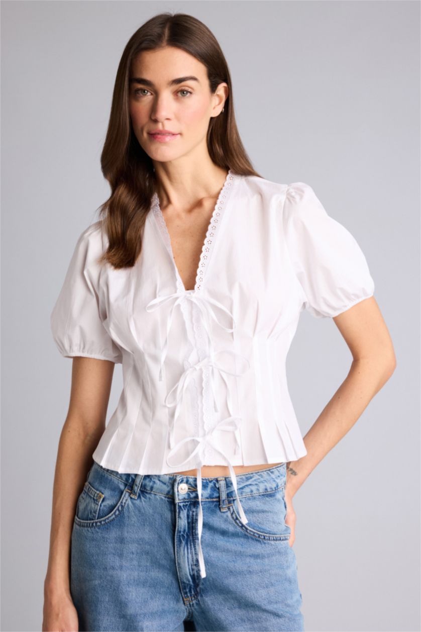 Женщины Белый Slim Fit Poplin