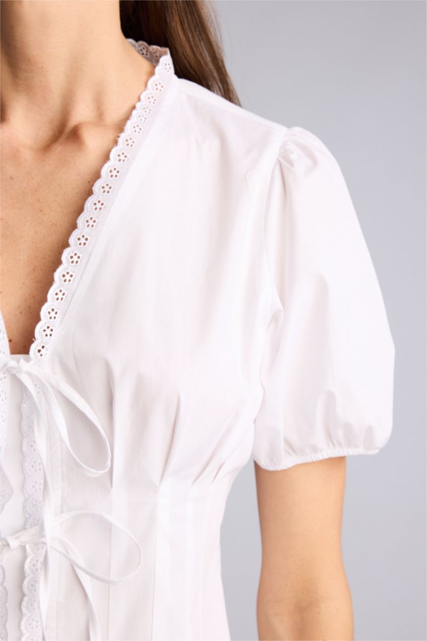 Женщины Белый Slim Fit Poplin