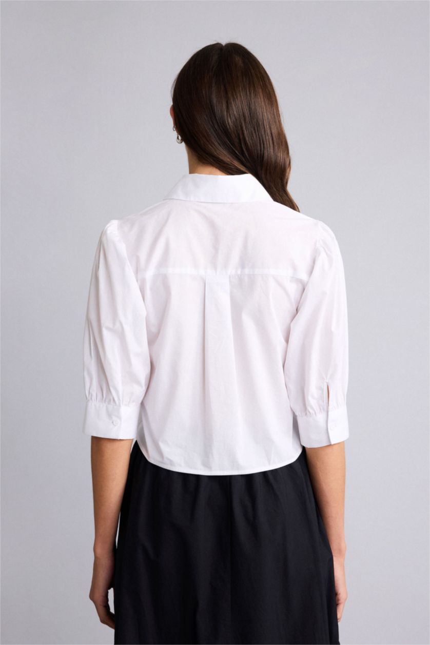 نساء اوف وايت Regular Fit Poplin Short Sleeve Shirt