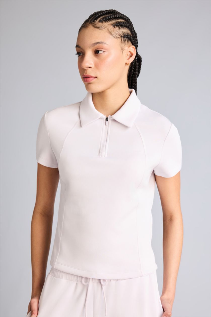 Женщины Светло-розовый Спортивная футболка поло Slim Fit из модала