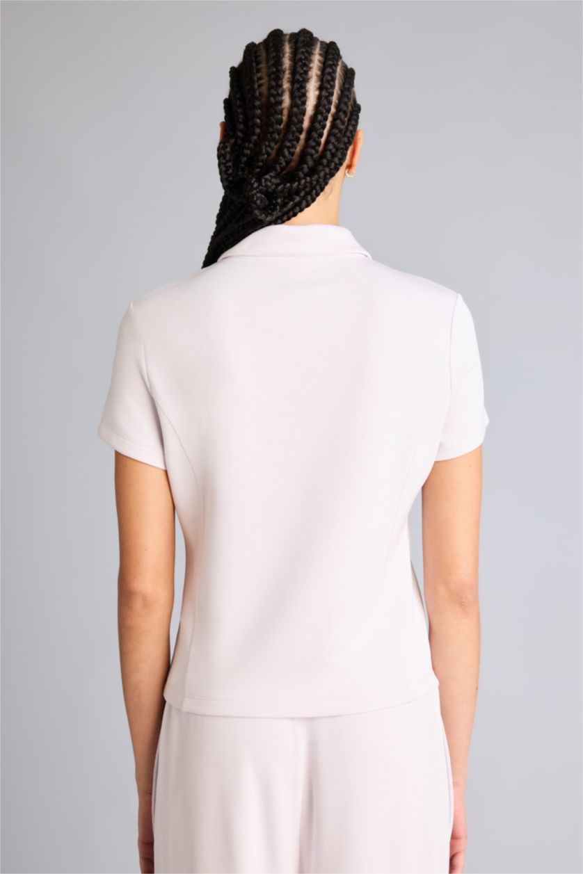 Женщины Светло-розовый Спортивная футболка поло Slim Fit из модала