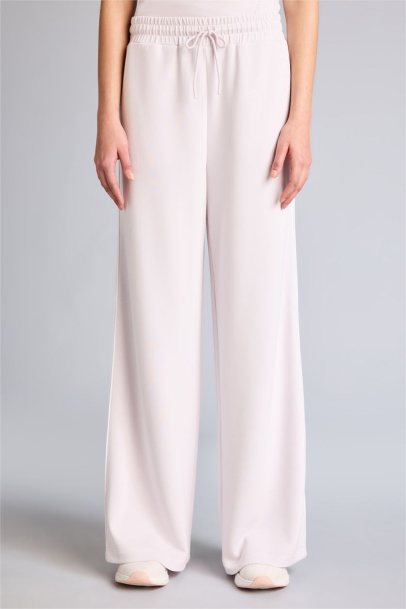 Женщины Светло-розовый Спортивные брюки Wide Leg из модала со стандартной длиной и широкими штанинами