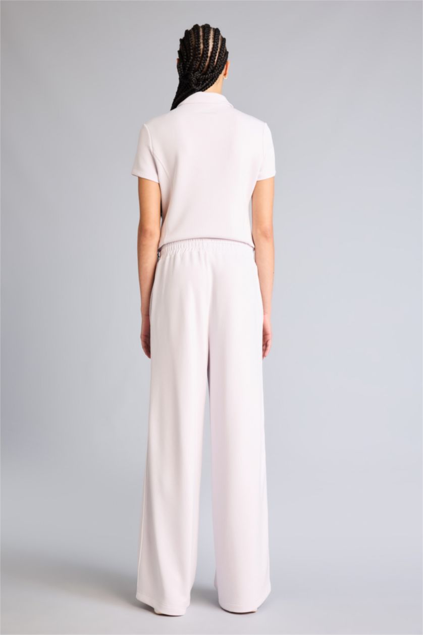 Женщины Светло-розовый Спортивные брюки Wide Leg из модала со стандартной длиной и широкими штанинами