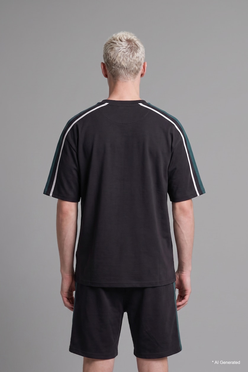 Men Black Loose Fit Short Sleeve T-Shirt