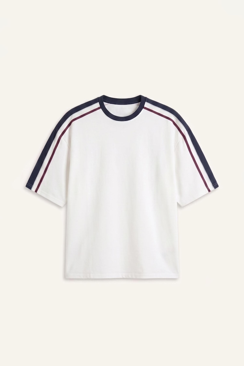 Erkek Ekru Loose Fit Kısa Kollu Tişört