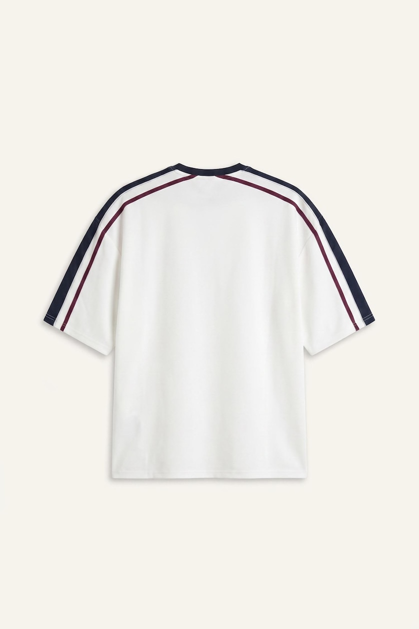 Erkek Ekru Loose Fit Kısa Kollu Tişört