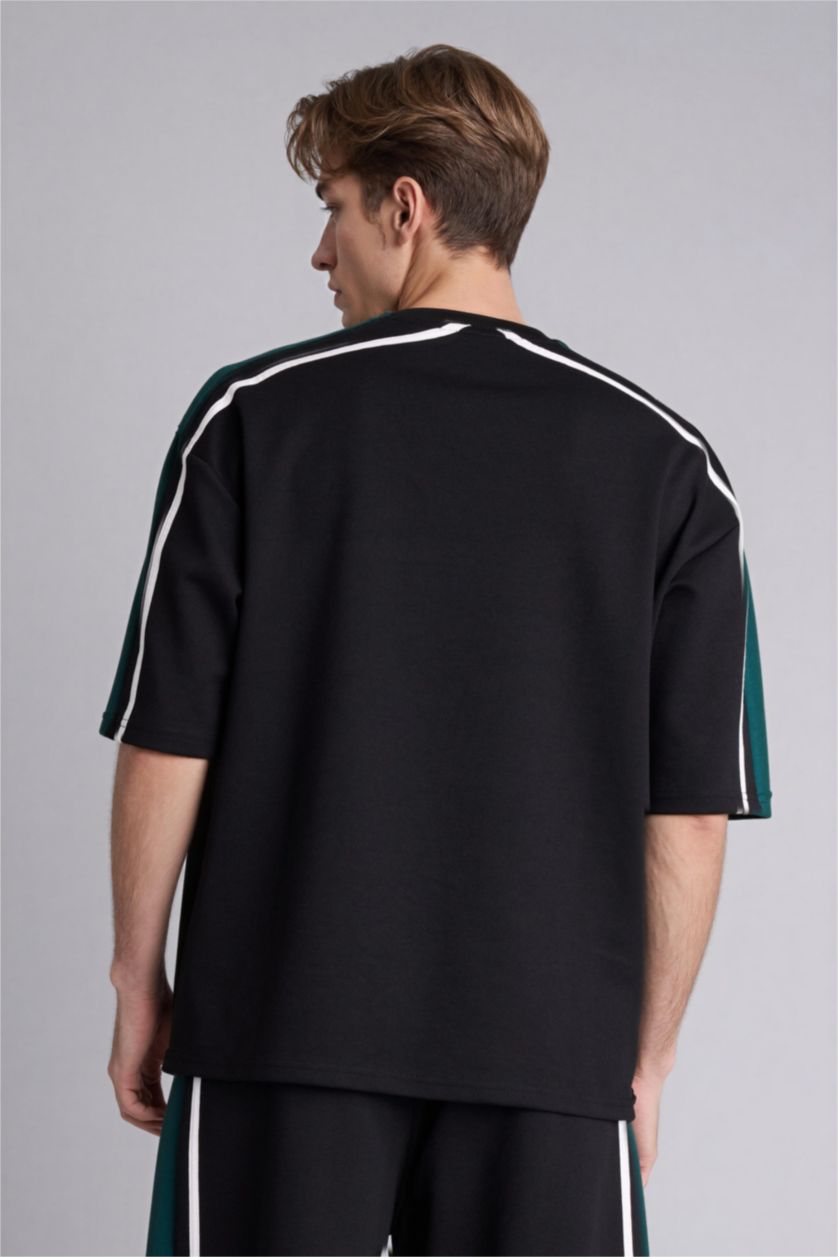 Erkek Siyah Loose Fıt Kısa Kollu Tişört