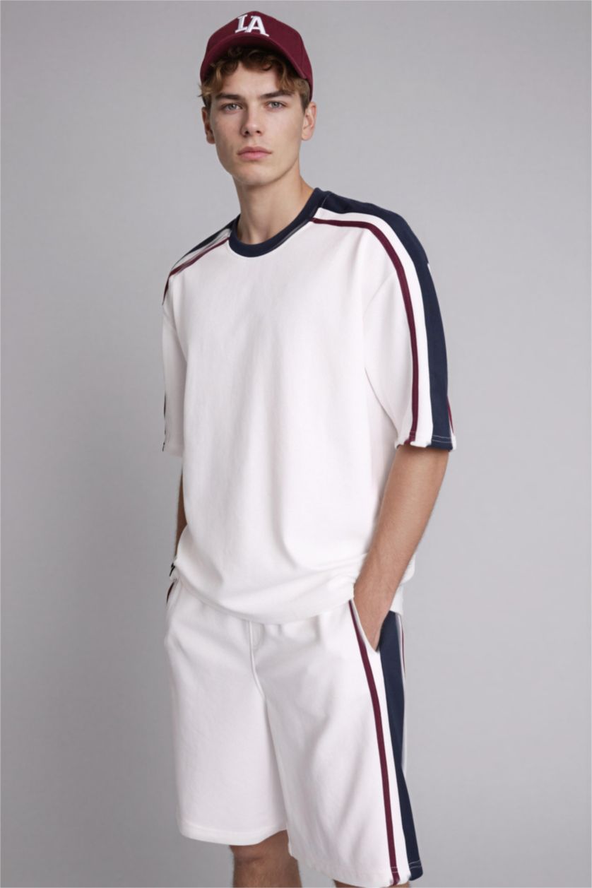 رجال بيج فاتح تيشيرت نص ردن قصة فضفاضة