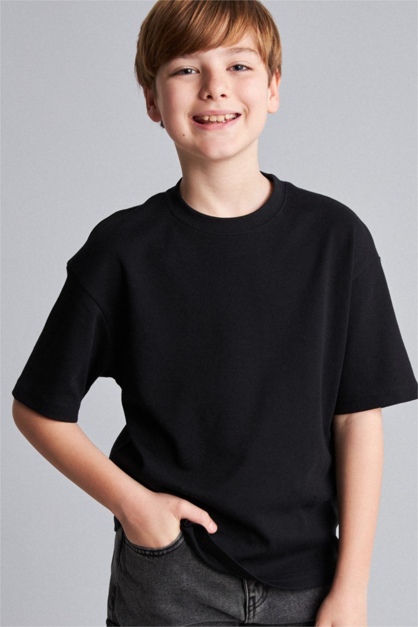 Young Boys - Teen Boys Black Oversize Fit Short Sleeve T-Shirt
