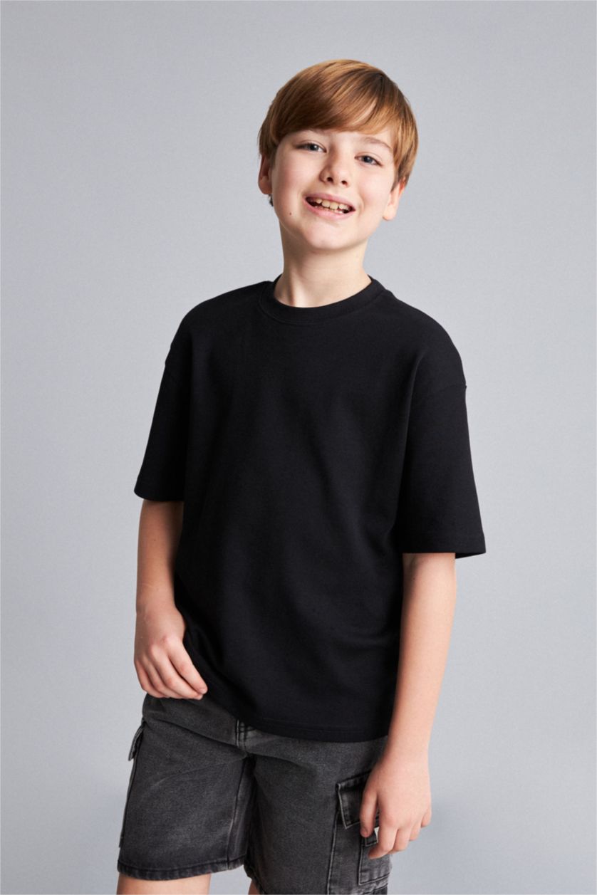 Young Boys - Teen Boys Black Oversize Fit Short Sleeve T-Shirt