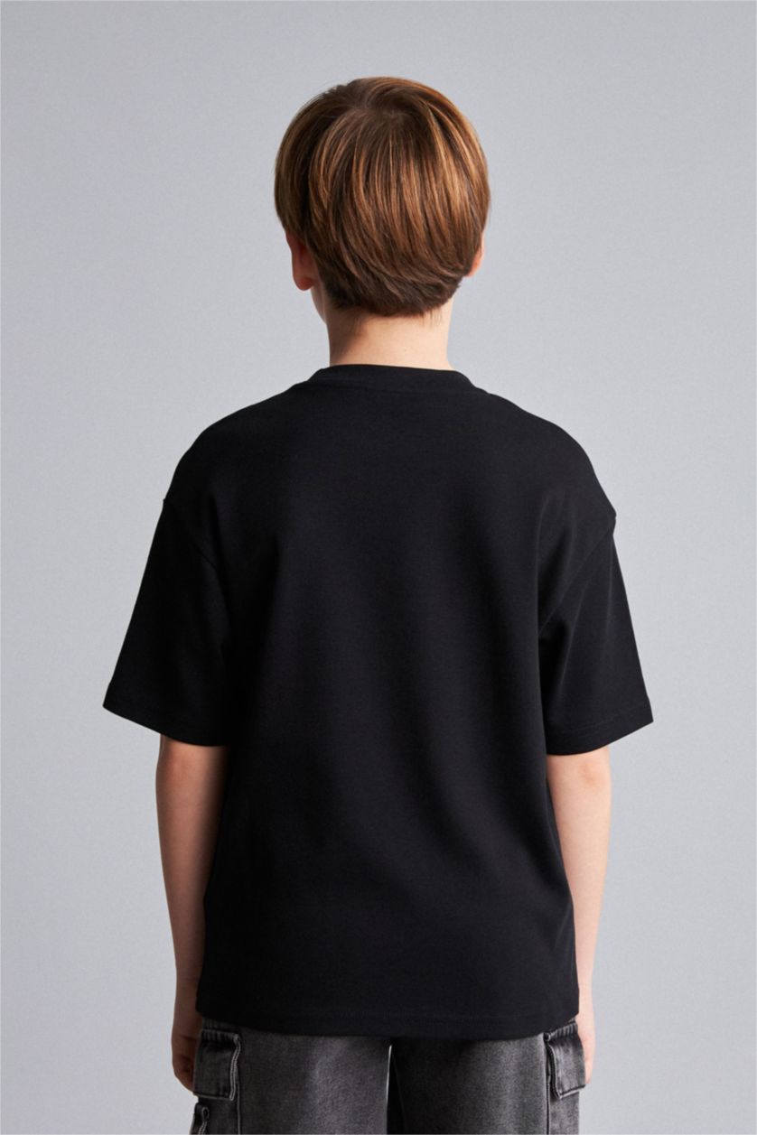 Young Boys - Teen Boys Black Oversize Fit Short Sleeve T-Shirt