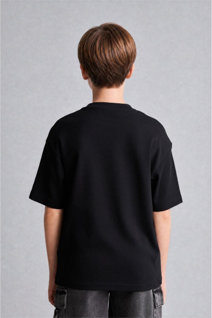 Erkek Çocuk - Genç Erkek Siyah %100 Pamuk Oversize Tişört Erkek Çocuk