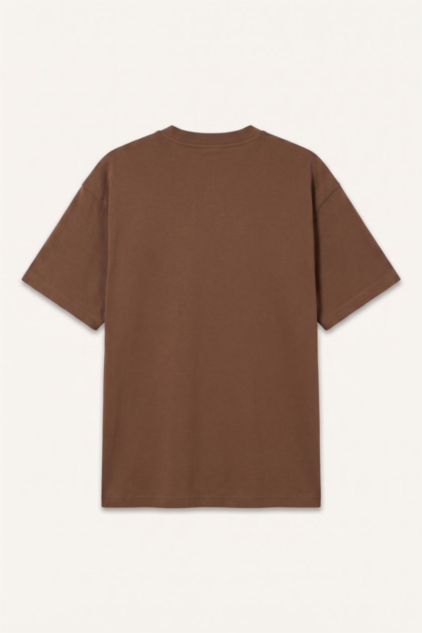 Erkek Çocuk - Genç Erkek Kahve Oversize Basic Tişört Erkek Çocuk