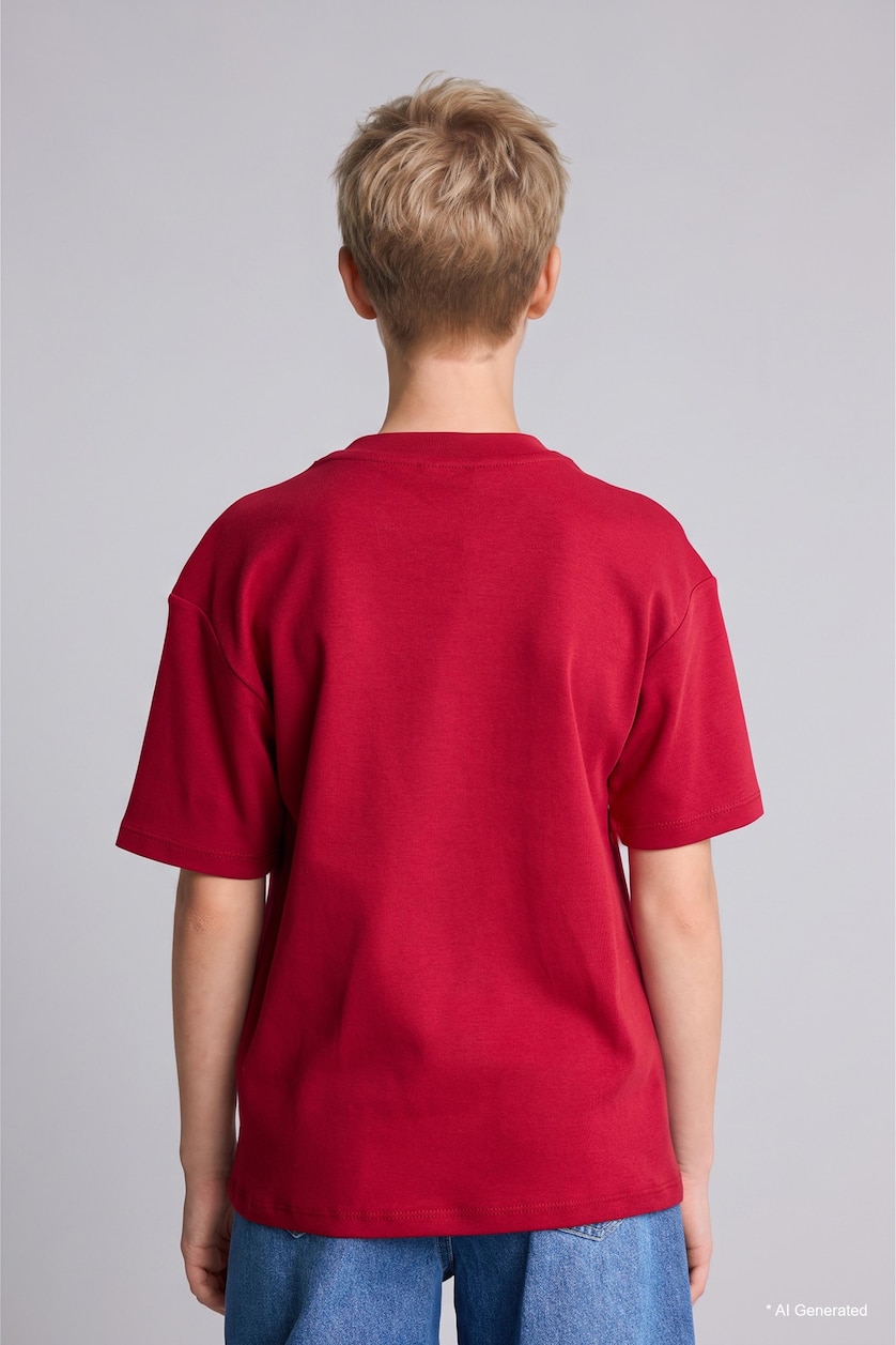 Young Boys - Teen Boys Bordeaux Oversize Fit Short Sleeve T-Shirt