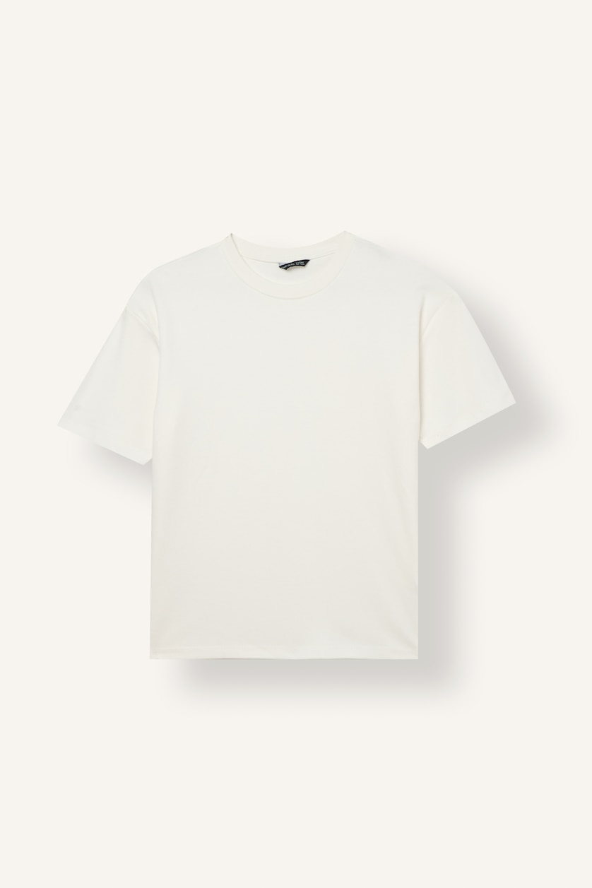 BOYS & TEENS Ecru Boy Oversize Fit 100% Cotton Short Sleeve T-Shirt