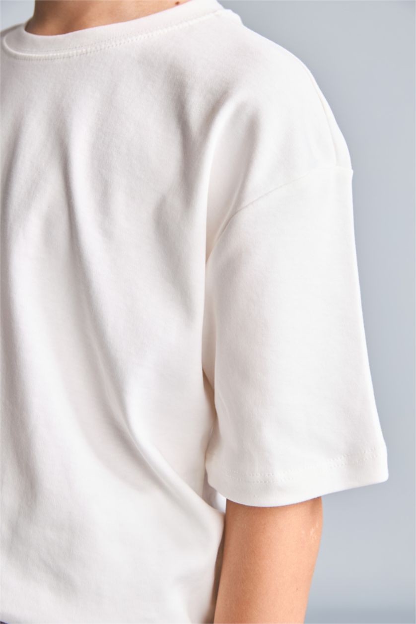 Young Boys - Teen Boys Ecru Oversize Fit Short Sleeve T-Shirt