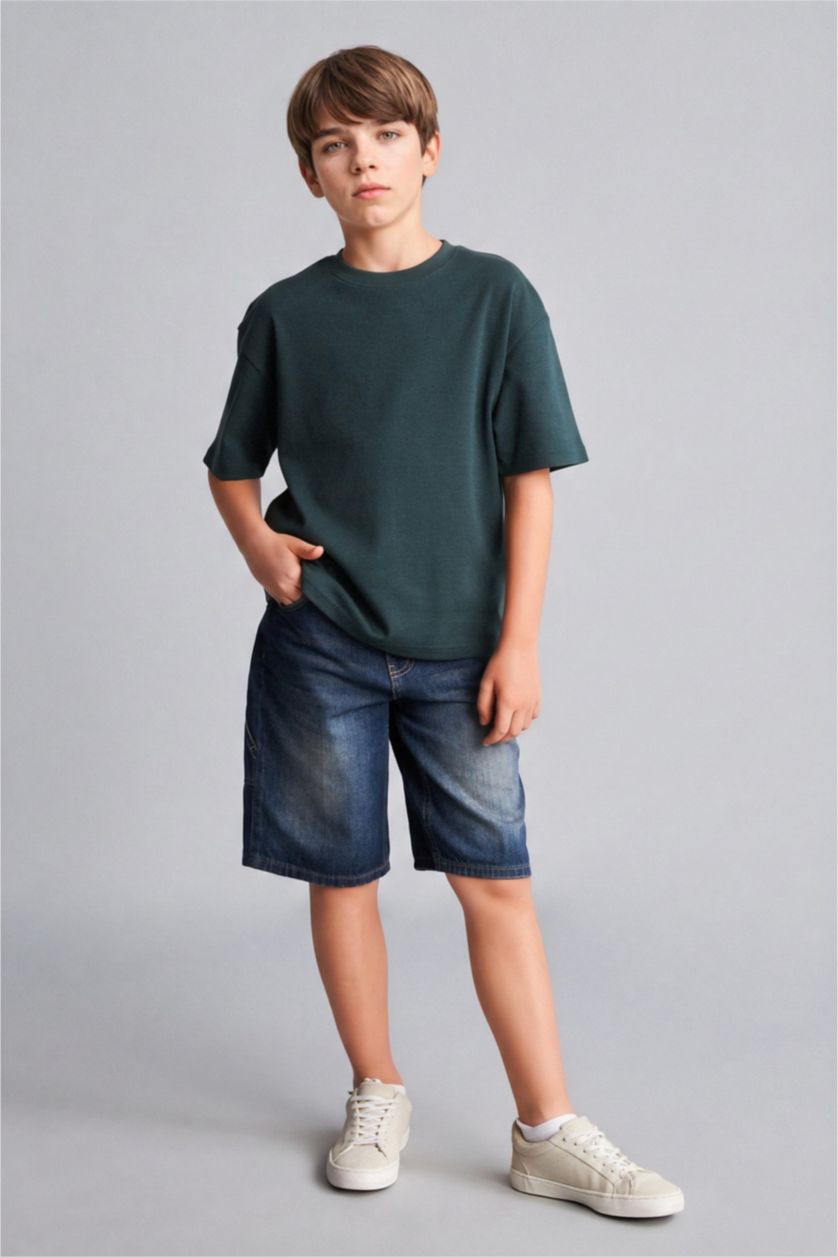 Ұлдар Және Жасөспірімдер Қою жасыл Oversize футболка