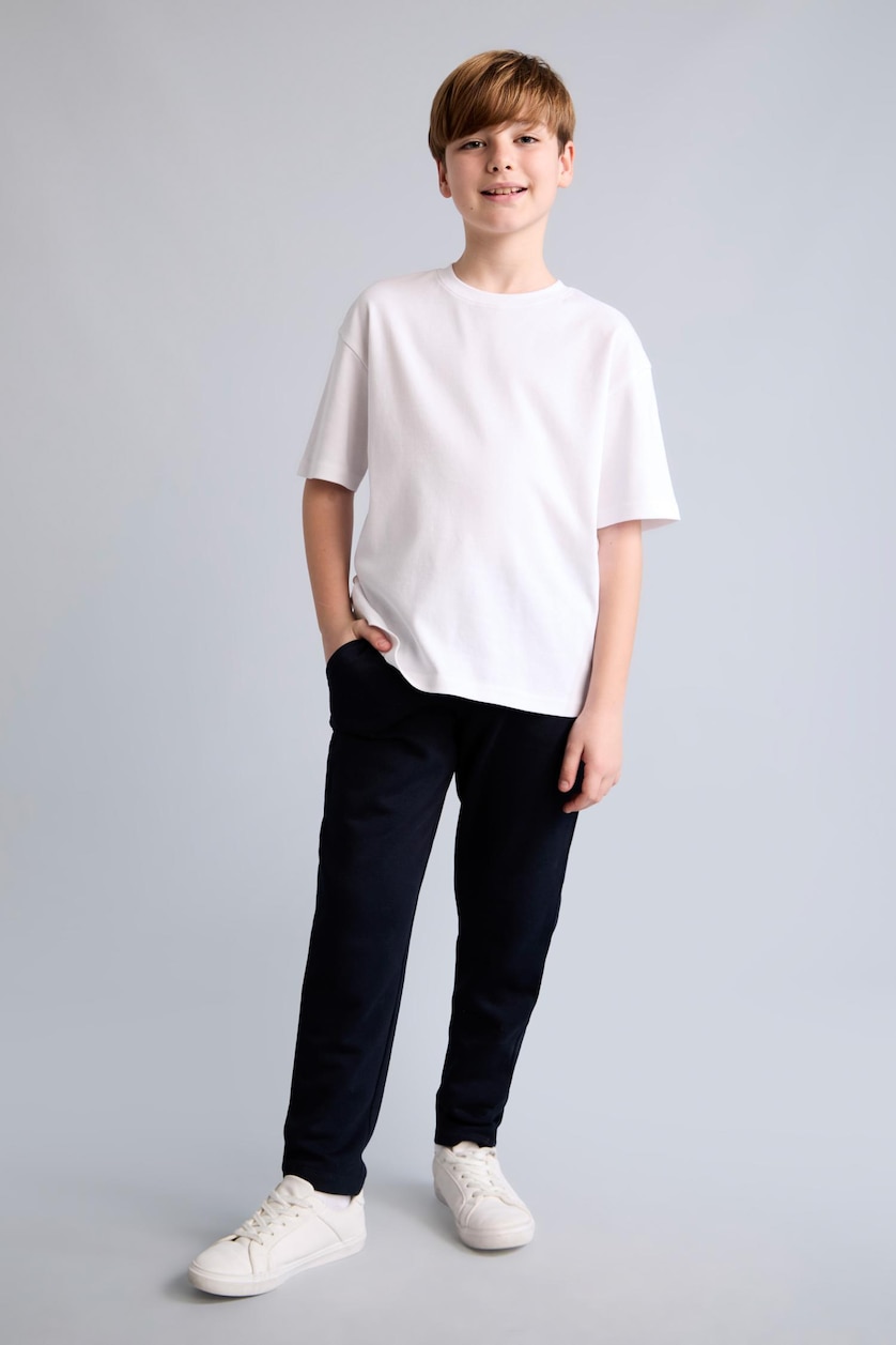 Young Boys - Teen Boys White Boy Oversize Fit 100% Cotton Crew Neck Short Sleeve T-Shirt