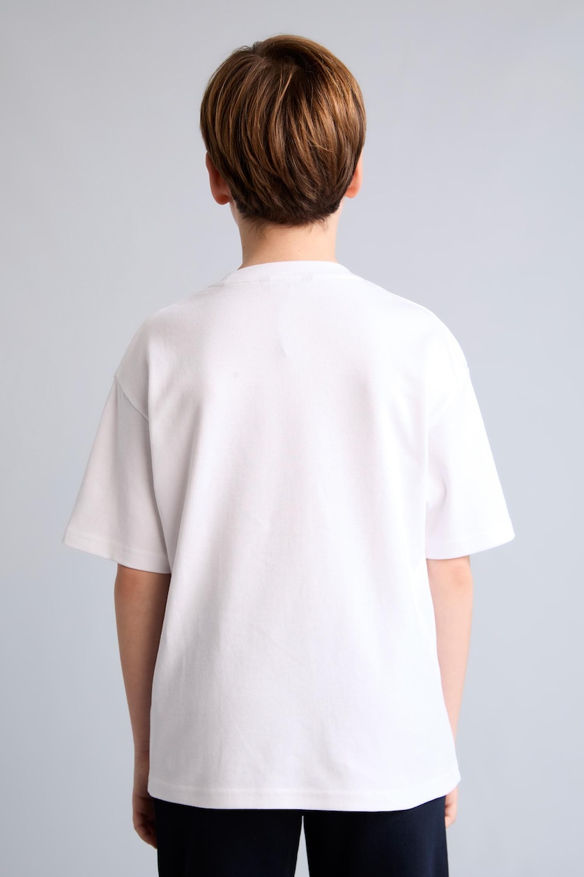 Young Boys - Teen Boys White Boy Oversize Fit 100% Cotton Crew Neck Short Sleeve T-Shirt