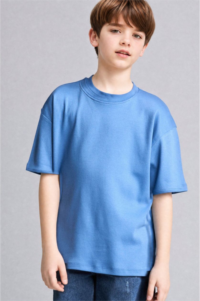 Boys & Teens Dark Blue Oversize Fit Short Sleeve T-Shirt