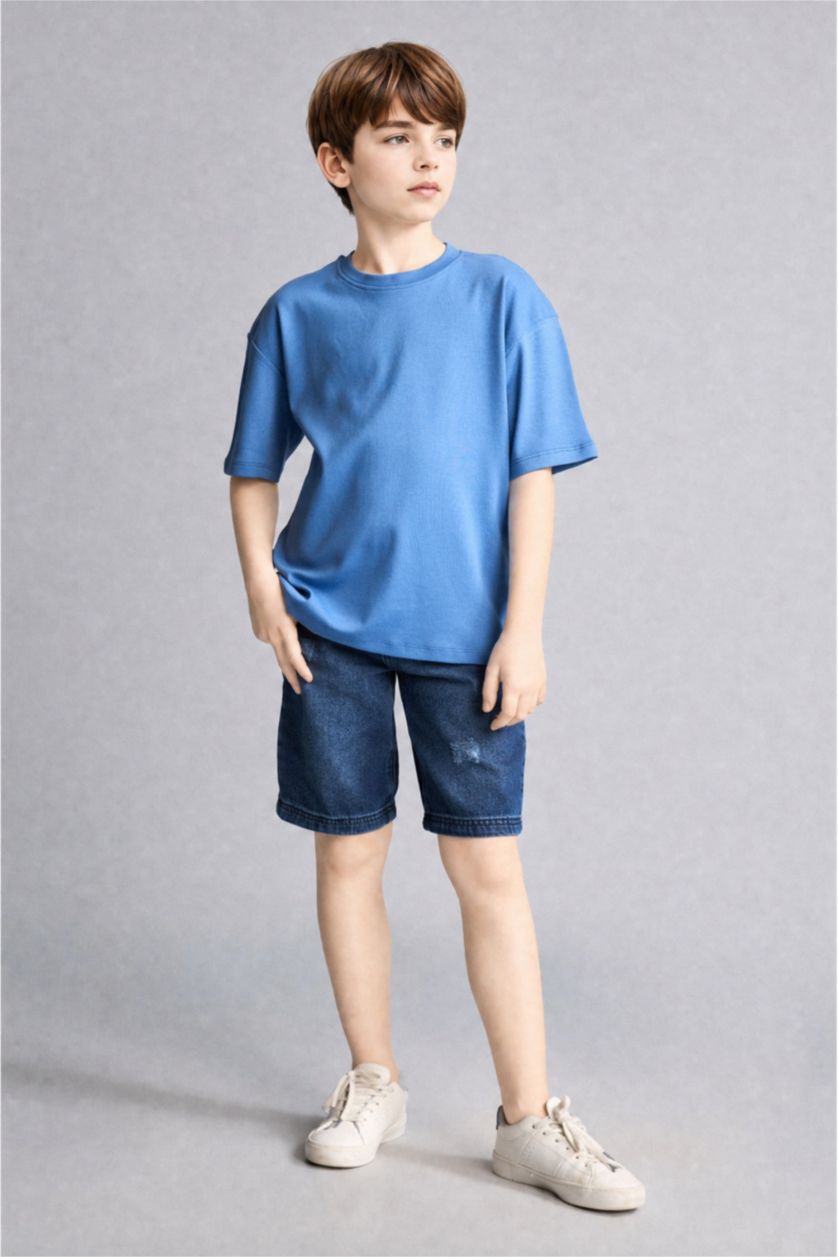 Boys & Teens Dark Blue Oversize Fit Short Sleeve T-Shirt
