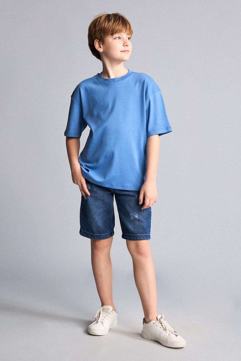 Young Boys - Teen Boys Dark Blue Boy Oversize Fit Short Sleeve T-Shirt