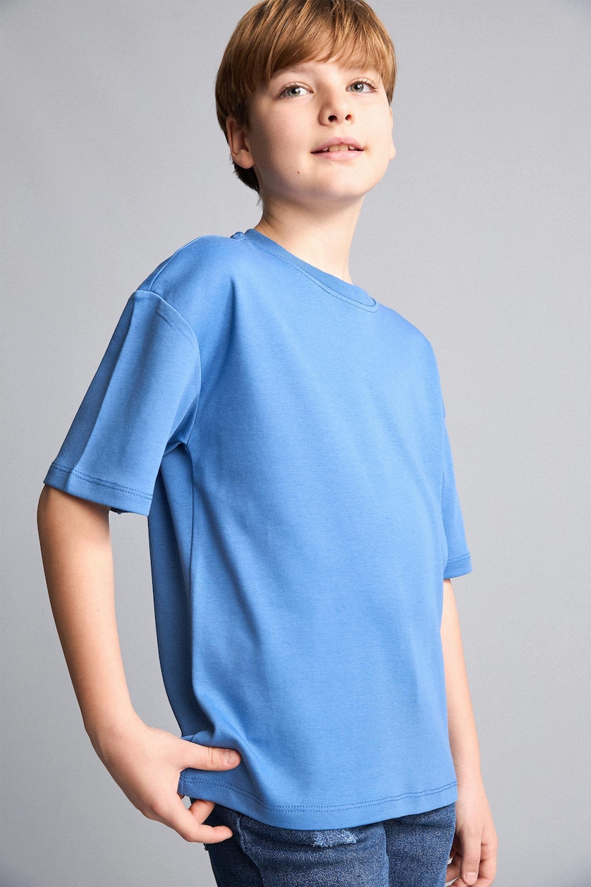 Young Boys - Teen Boys Dark Blue Boy Oversize Fit Short Sleeve T-Shirt