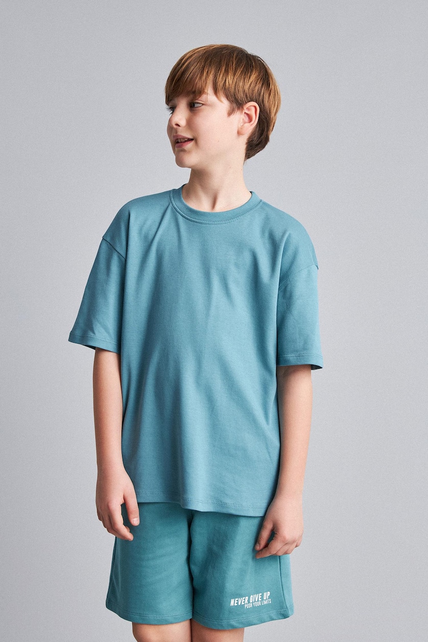 Young Boys - Teen Boys Açık Petrol Boy Oversize Crew Neck T-Shirt