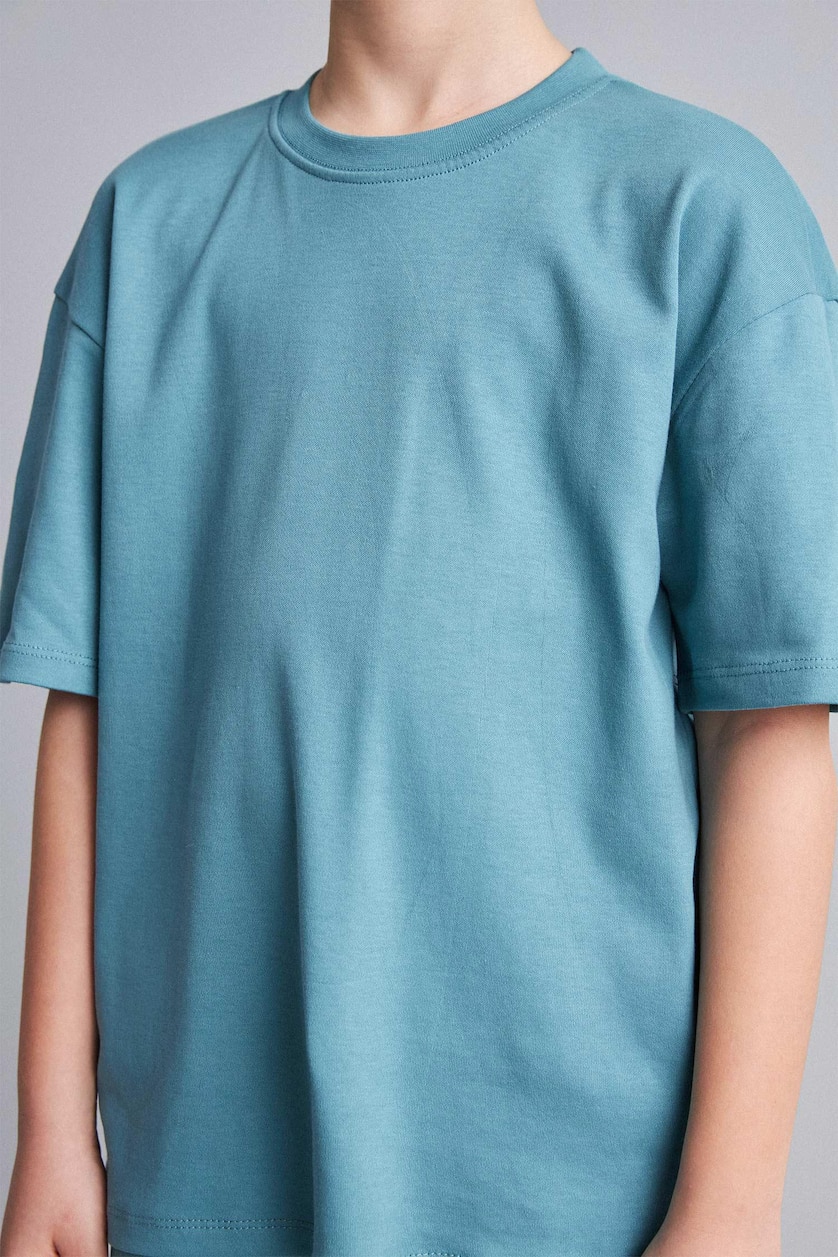 Young Boys - Teen Boys Açık Petrol Boy Oversize Crew Neck T-Shirt