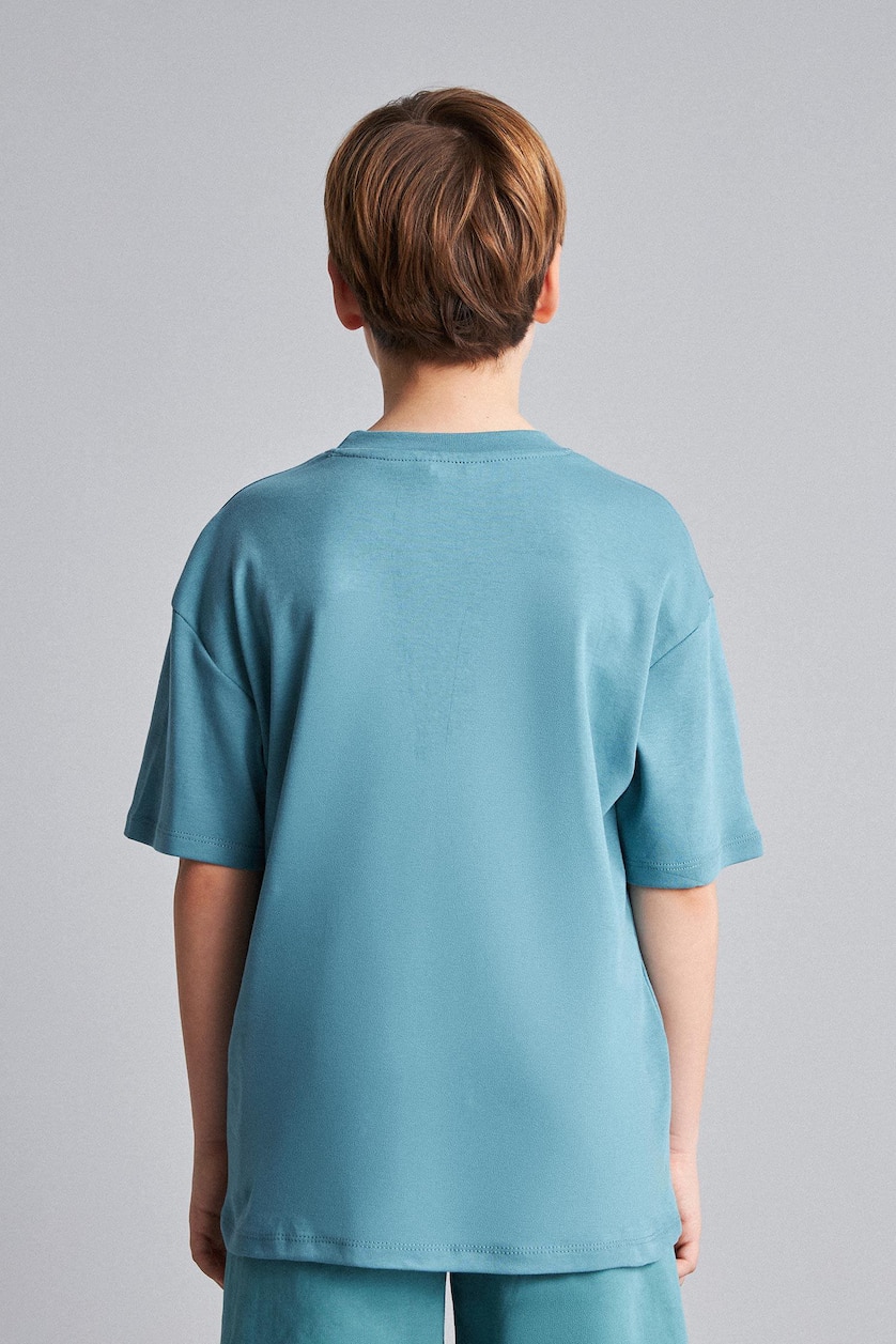 Young Boys - Teen Boys Açık Petrol Boy Oversize Crew Neck T-Shirt