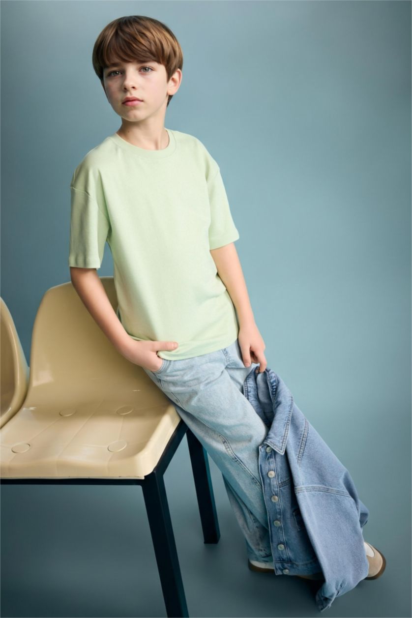 Erkek Çocuk - Genç Erkek Mint Oversize Kısa kollu Tişört Erkek Çocuk