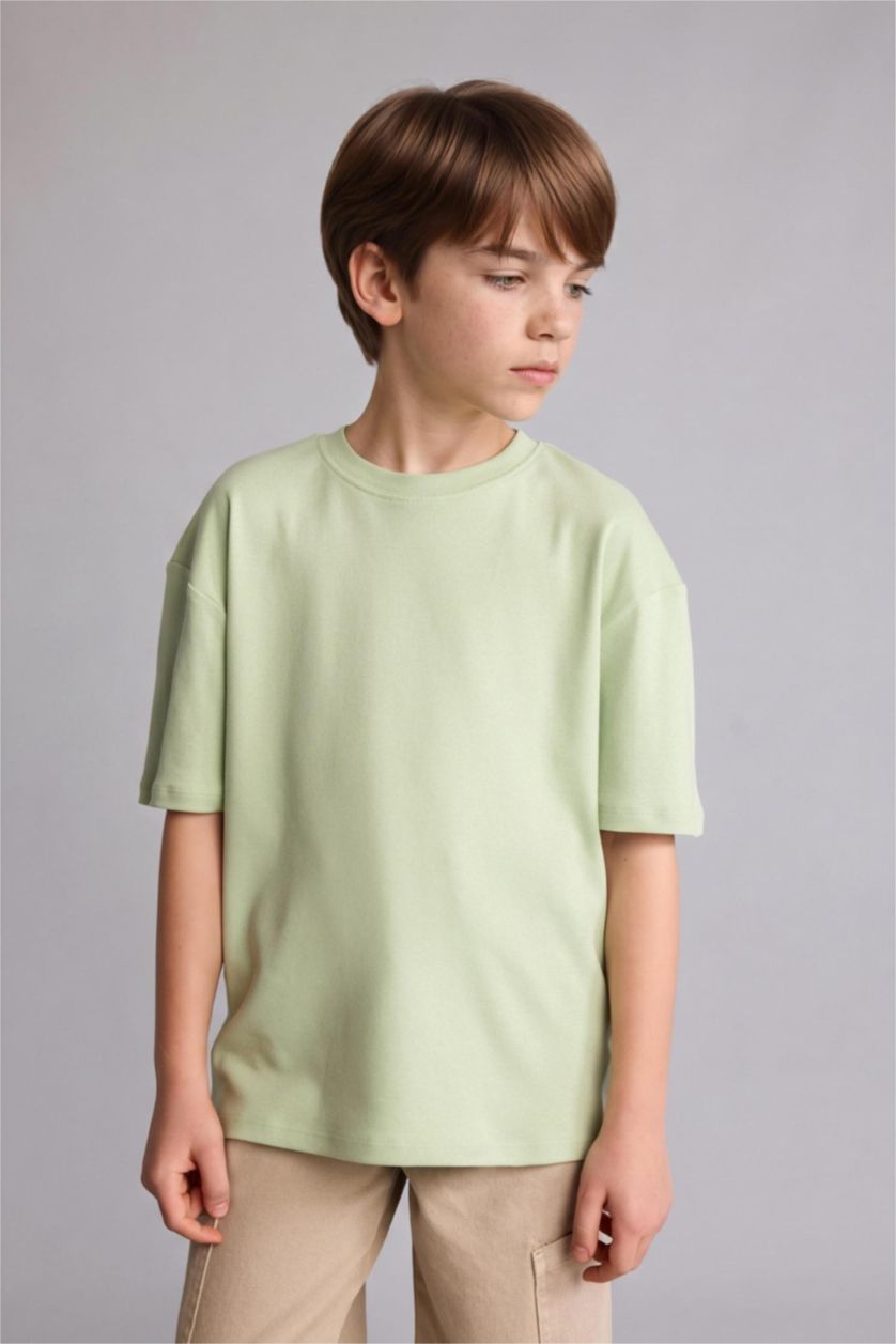 Erkek Çocuk - Genç Erkek Mint Oversize Kısa kollu Tişört Erkek Çocuk