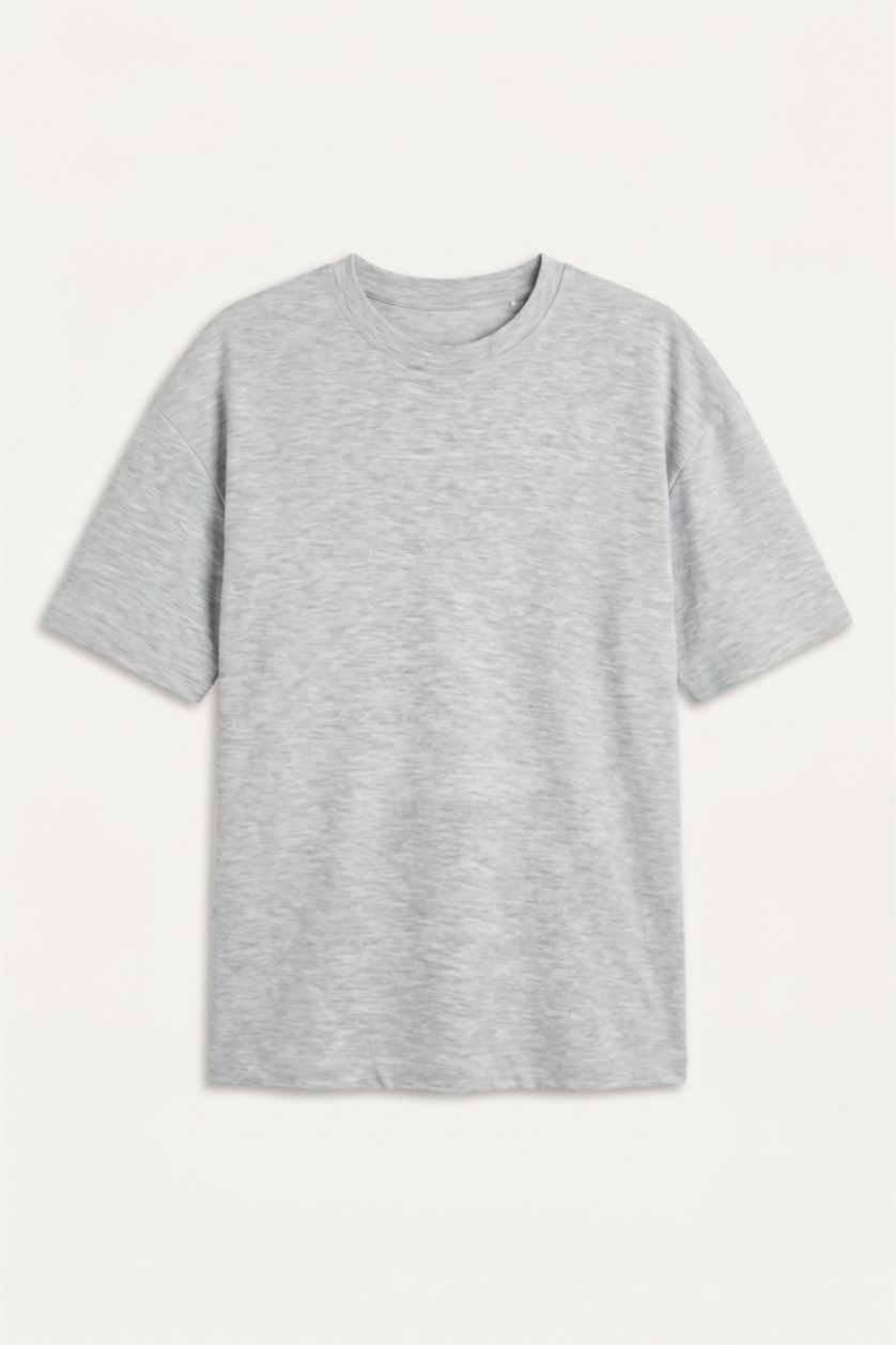 Young Boys - Teen Boys Light Grey Melange Oversize Fit Short Sleeve T-Shirt