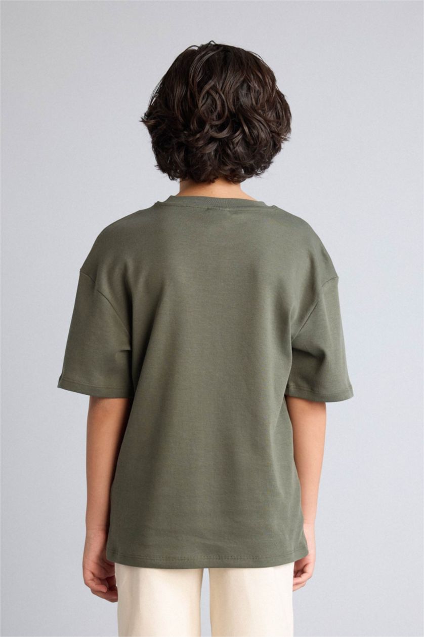 Erkek Çocuk - Genç Erkek Koyu Haki Oversıze Tişört Erkek Çocuk
