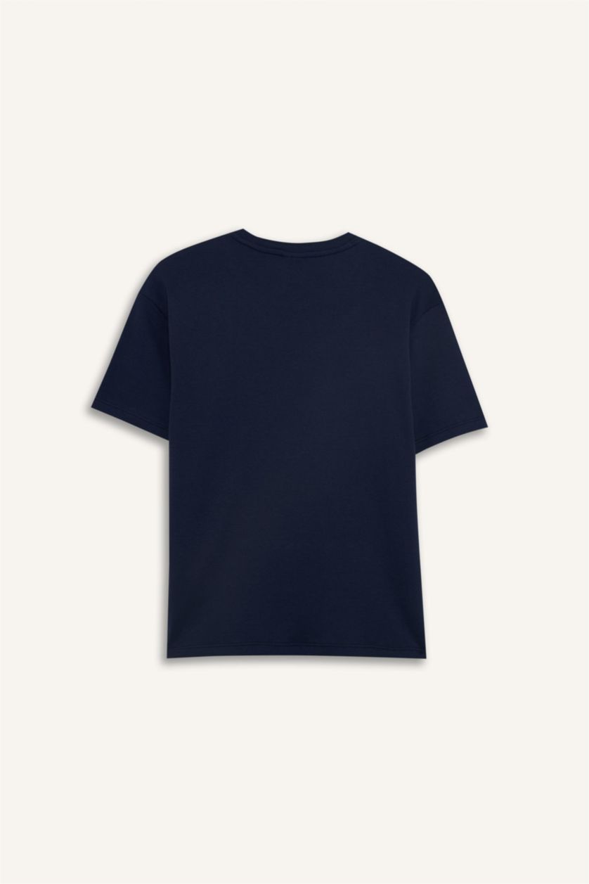 Erkek Çocuk - Genç Erkek Lacivert Premıum Oversıze Kalın Tişört Erkek Çocuk