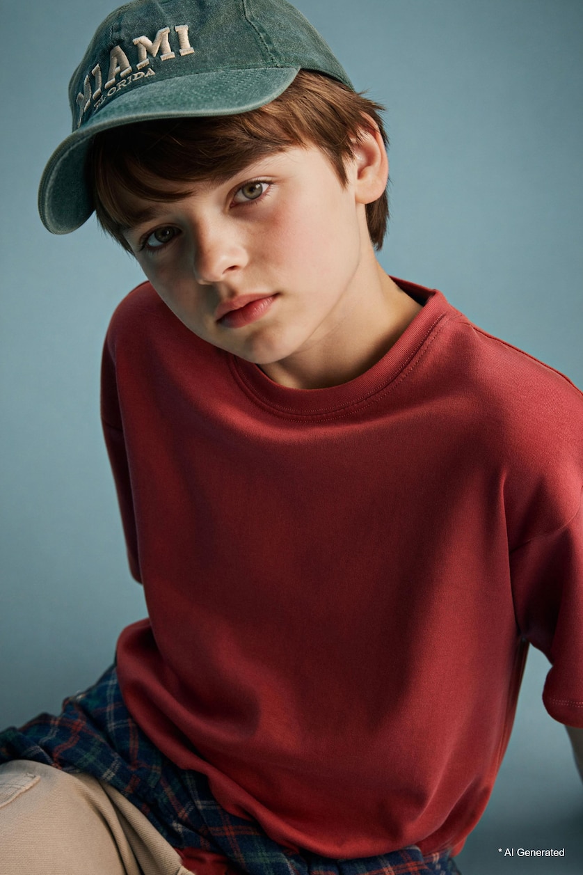 BOYS & TEENS Dark Orange Boy Oversize Fit Short Sleeve T-Shirt
